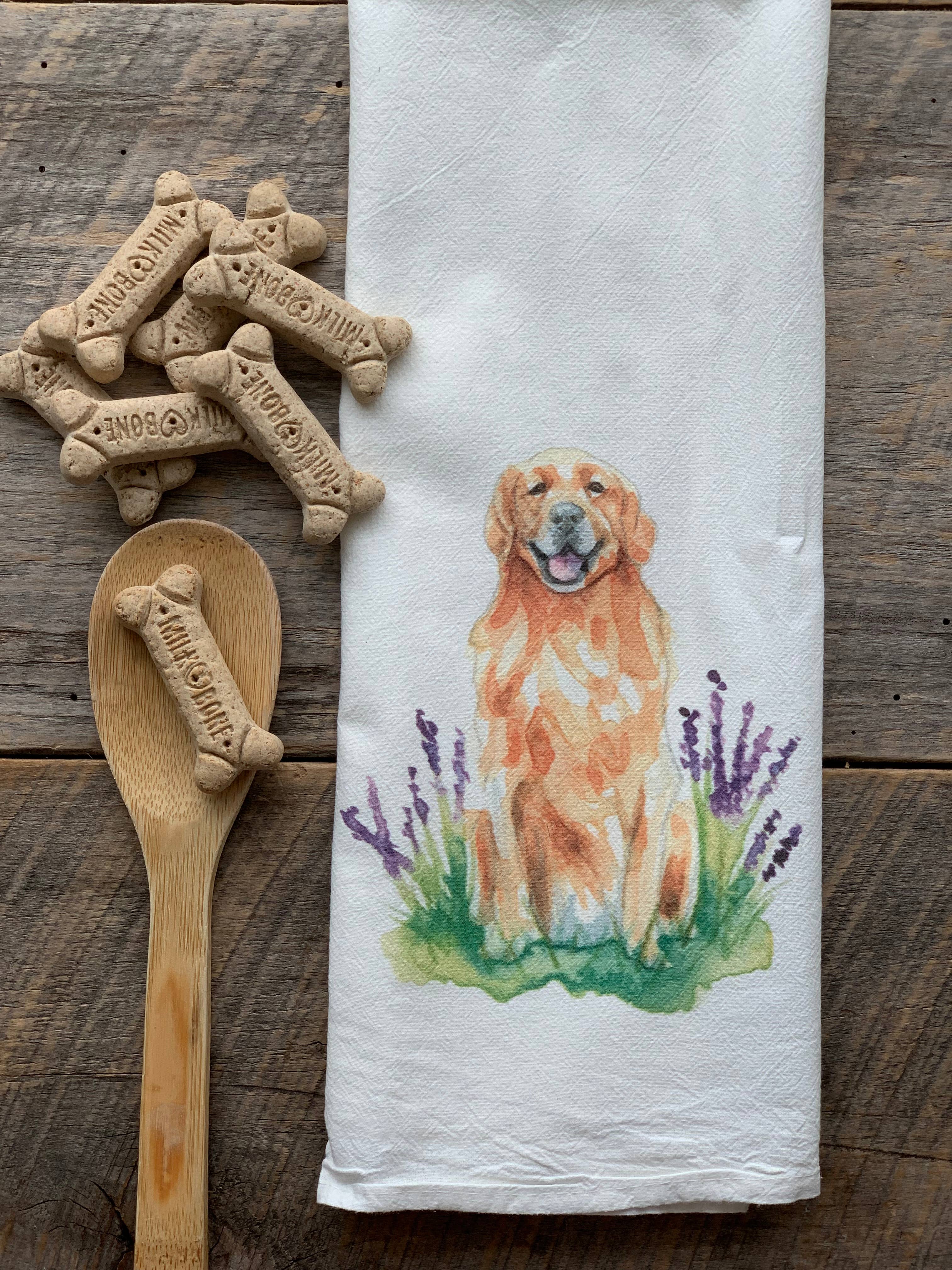 Meadowbrook Lane - Wholesale Tea Towel - Watercolor Golden Retriever Dog Flour Sack Tea Towel2