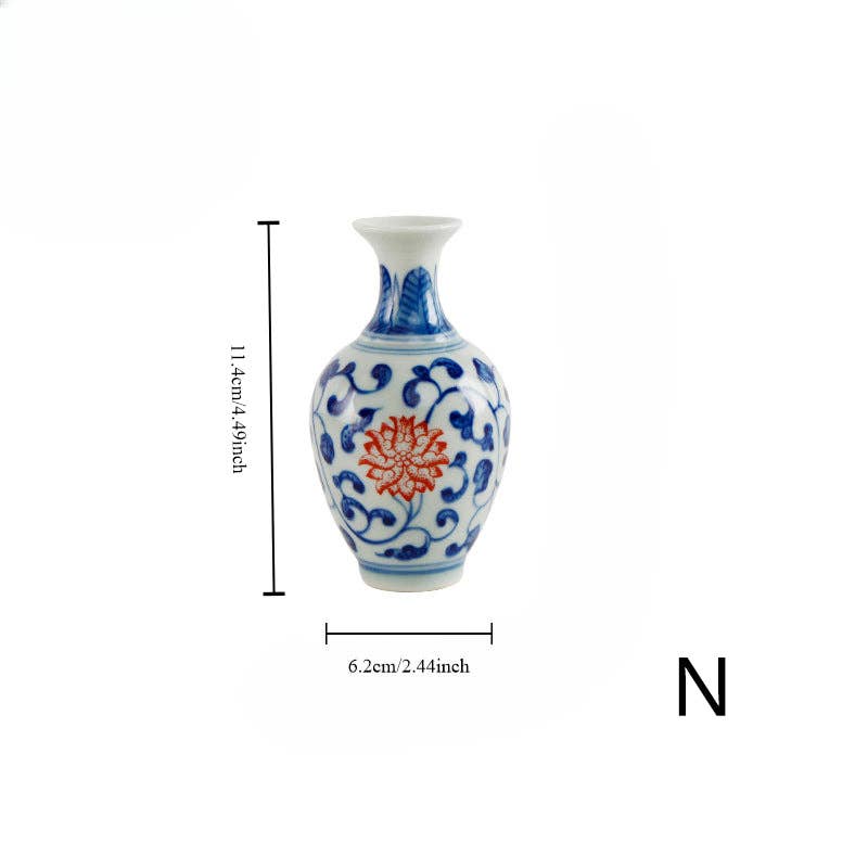 Gohobi （We cover U.S. import duties） - Wholesale Vase - Gohobi Hand-painted Blue and White Porcelain Vase (Red Flowers)13