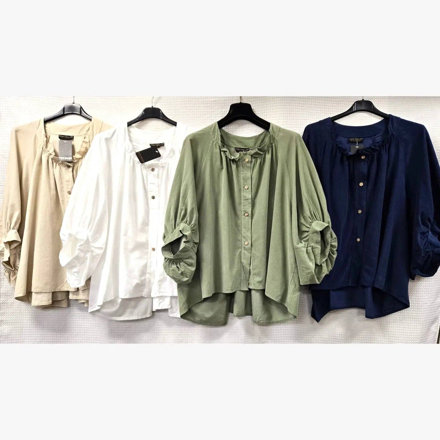 Kurt Muller - Vente Chemisier – femme - Blouse en Coton Côtelé à Boutons11