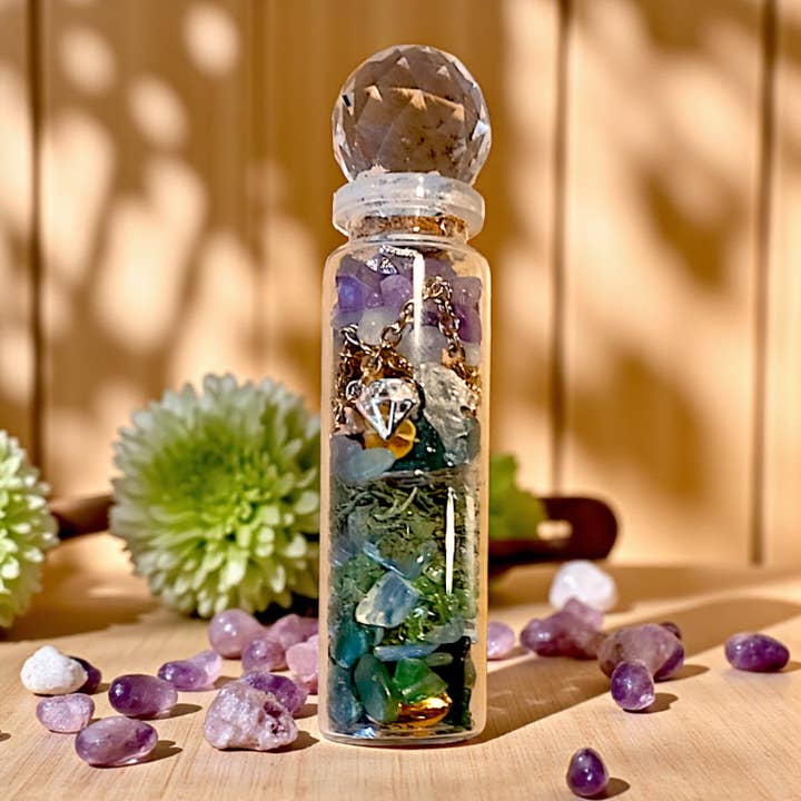 Funky Aura Boutique - Wholesale Meditation Supplies - Prosperity Intention Jar - Crystals and Botanicals