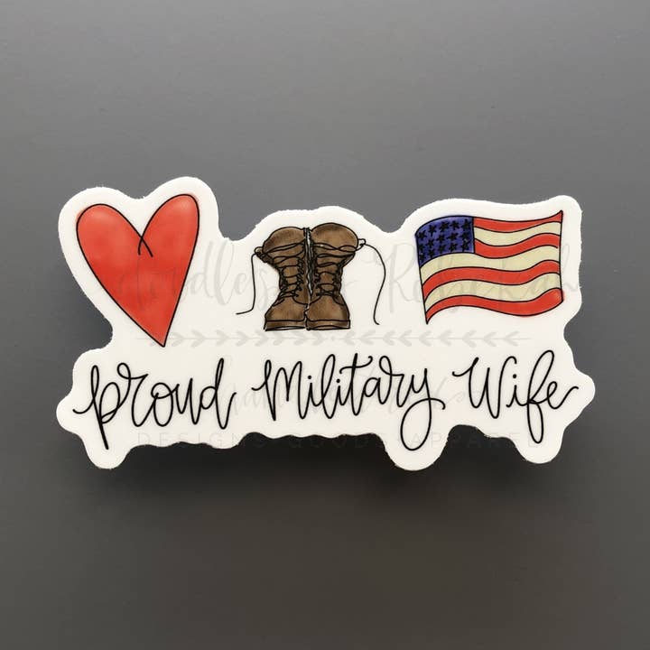 Pegatina esposa militar orgullosa para venta al por mayor de Doodles By Rebekah