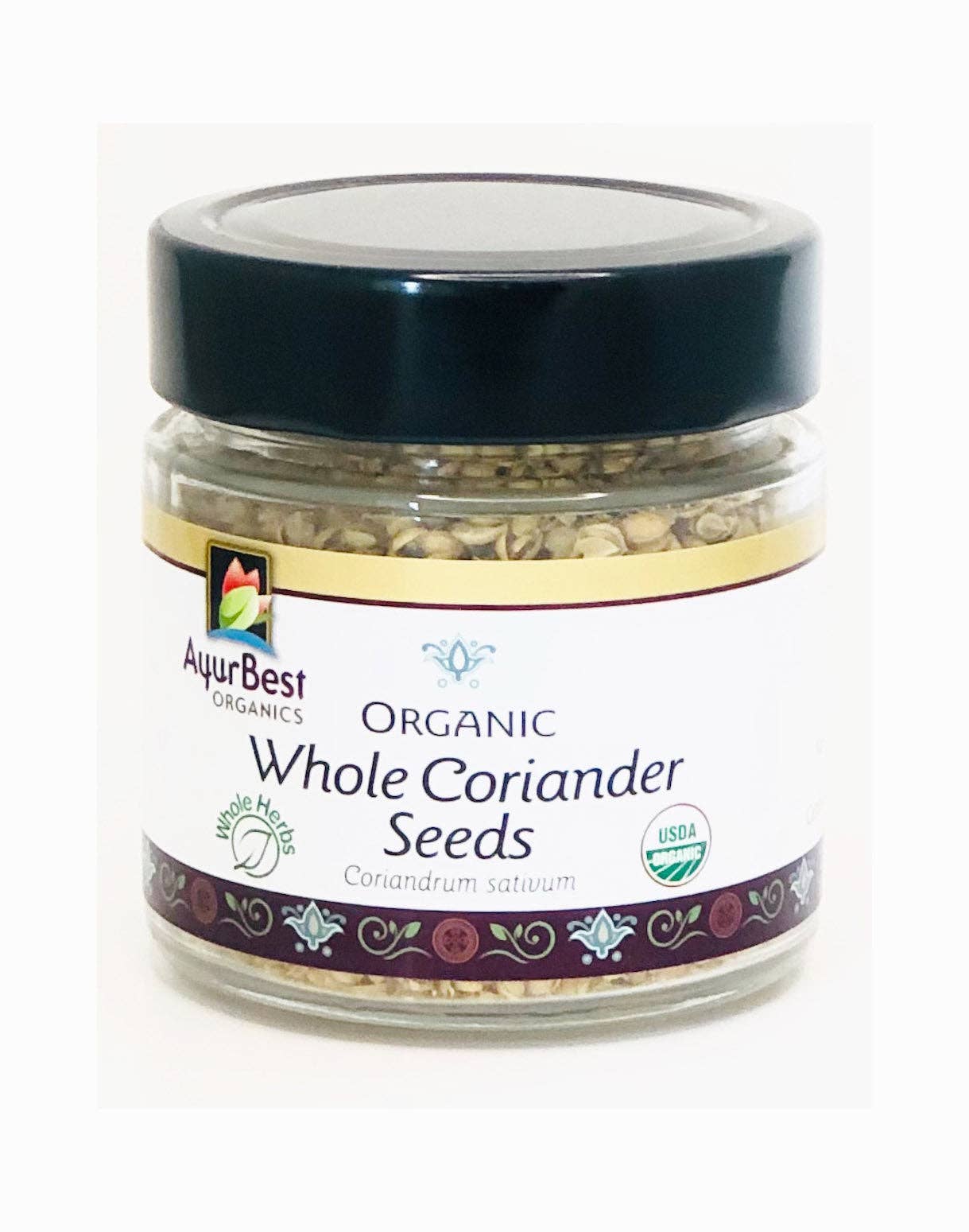 Komal Herbals, Inc - Wholesale Dried Spice - Wholesale Spices & Herbs - Coriander Seed Whole, Organic 2.3oz (65.4g) Jar0