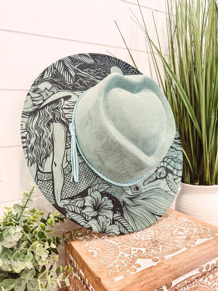 Mermaid Engraved Heart Hat for wholesale by Willie & Dolly Designs