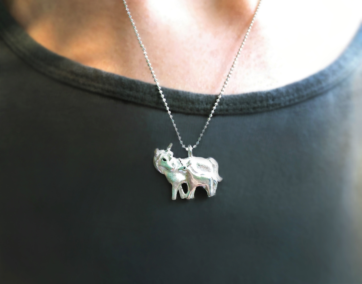 Blue Dot Jewelry - Wholesale Pendant/Charm Necklace - Silver Unicorn and Baby Necklace3