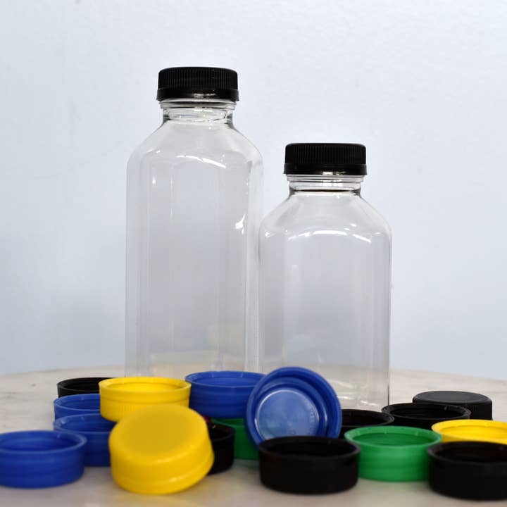 OH YES PLASTICS - Wholesale Milk/Juice Bottle - 12 oz Clear PET Square Juice Bottle 38mm Neck NY