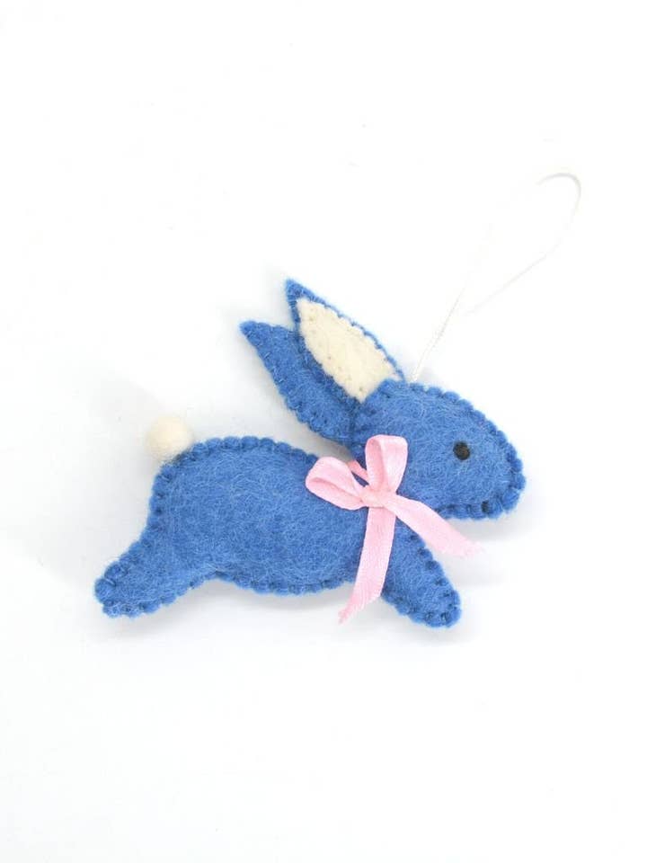 Coniglio Blu Carino in Feltro di Lana (Set di 10) per la vendita all'ingrosso da parte di Woollyfelt