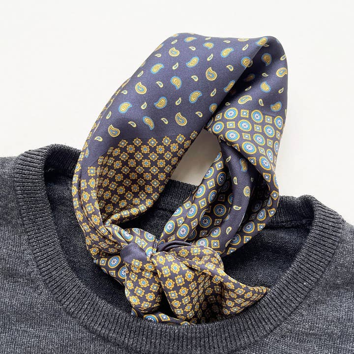 53 Navy Blue Silk Scarf for Men | Silk Neck Scarf | Men's Neckerchief | Silk Bandana Scarf for wholesale by LuluLane