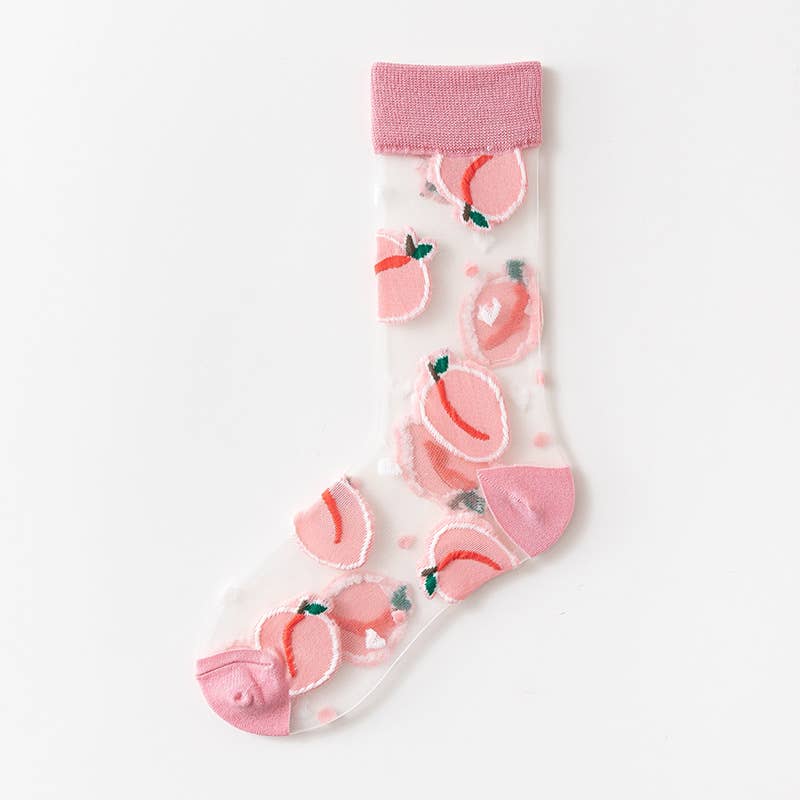 Tourtiwi - Wholesale Socks - Women's - Fruit Flower Animal Pattern Transparent Thin Summer Socks31