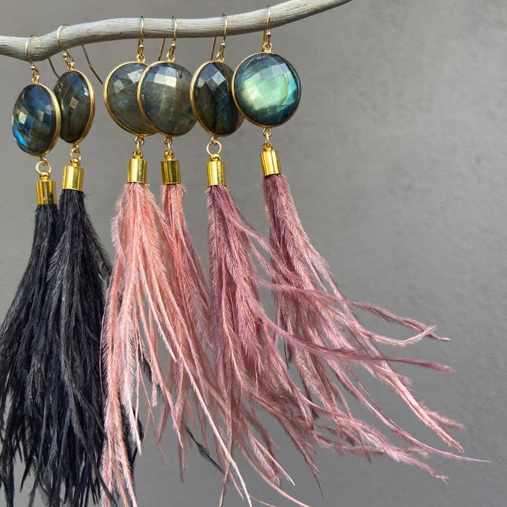 Sensei Feather Earrings and other Purchase Wholesale pink feathers. Free Returns & Net 60 Terms on Faire trending on Faire.