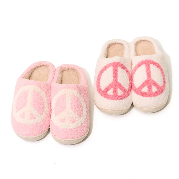 Malibu Sugar - Vendita all'ingrosso Pantofole - Bambini - Pantofole in Peluche con Segno di Pace per Ragazzi/Adolescenti!! - 2 Colori!!