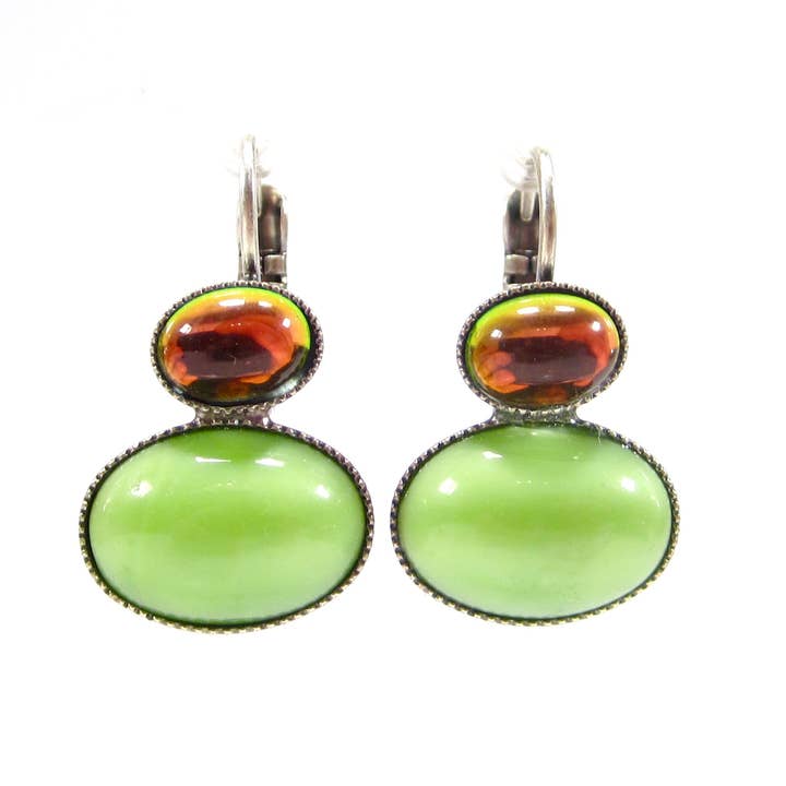 SoHo Schmuckmanufaktur - Wholesale Dangle Earrings - Hippie Chic Earrings Green Pink Iridescent1