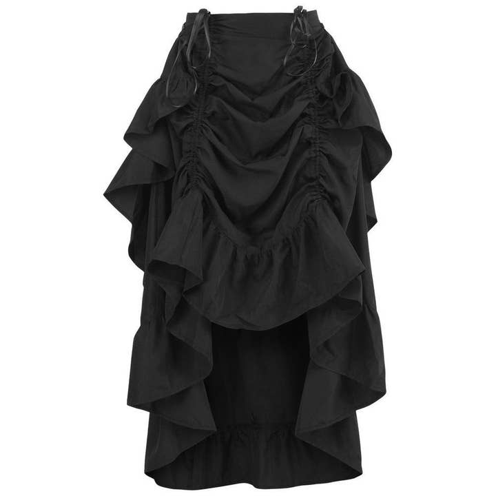 Saia Preta de Crepe Ajustável Assimétrica por atacado de Daisy Corsets