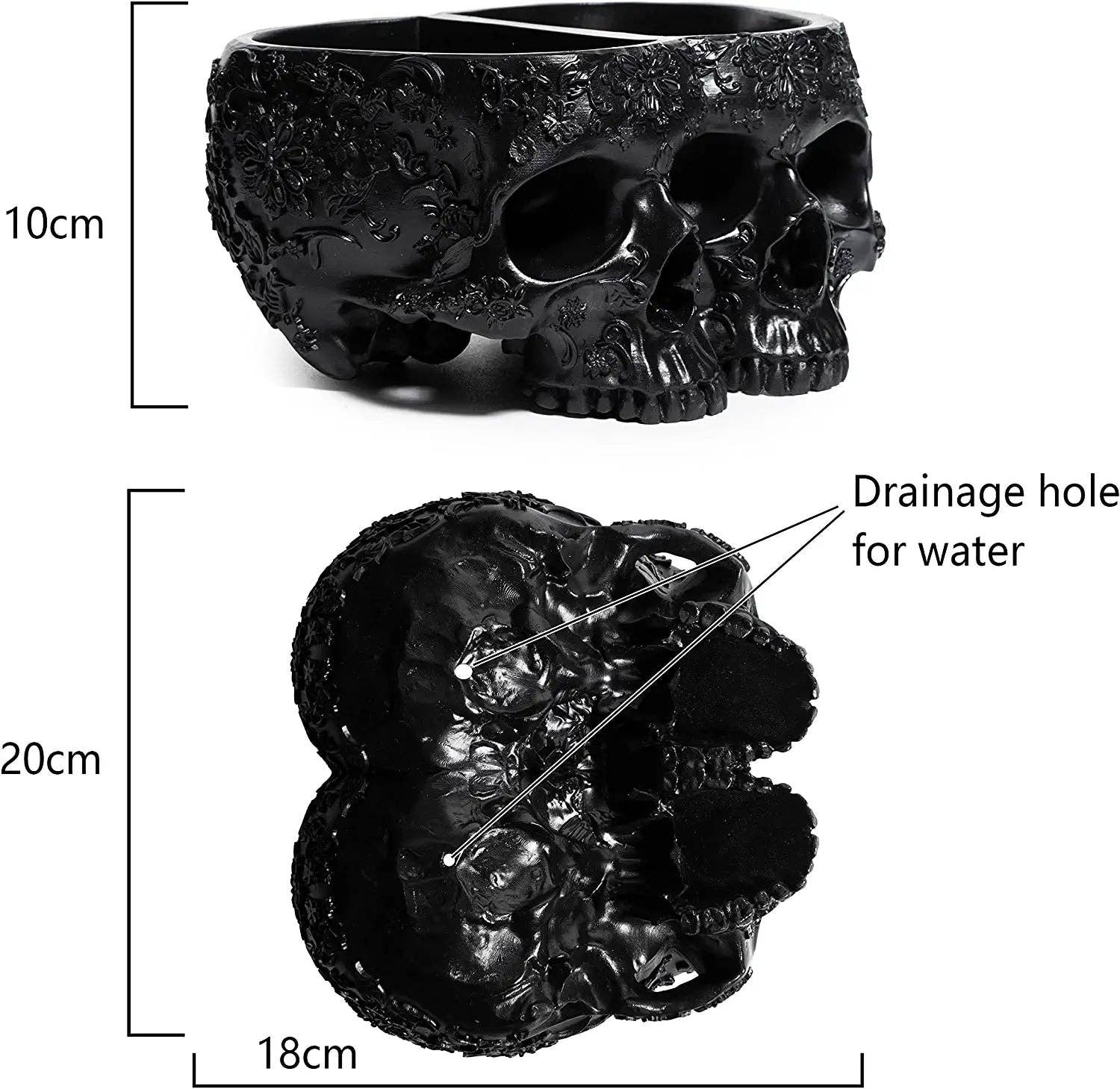 The Wine Savant /  Khen Glassware - Wholesale Plantenpot - Halloween Schedel Dubbele Schedel Bloempotten Voor Binnen Buiten2