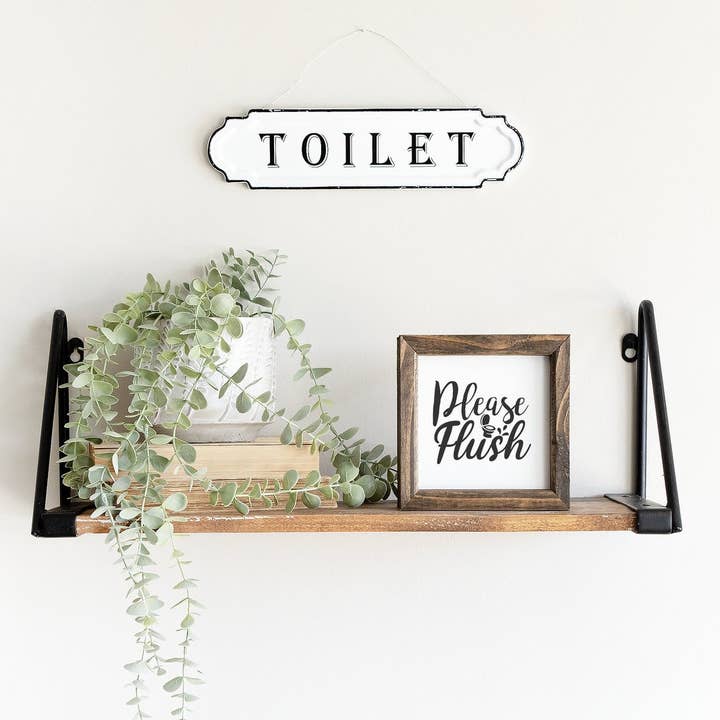 Please Flush Funny Farmhouse Bathroom Wooden Sign Decor for wholesale by Rising Tide Vintage