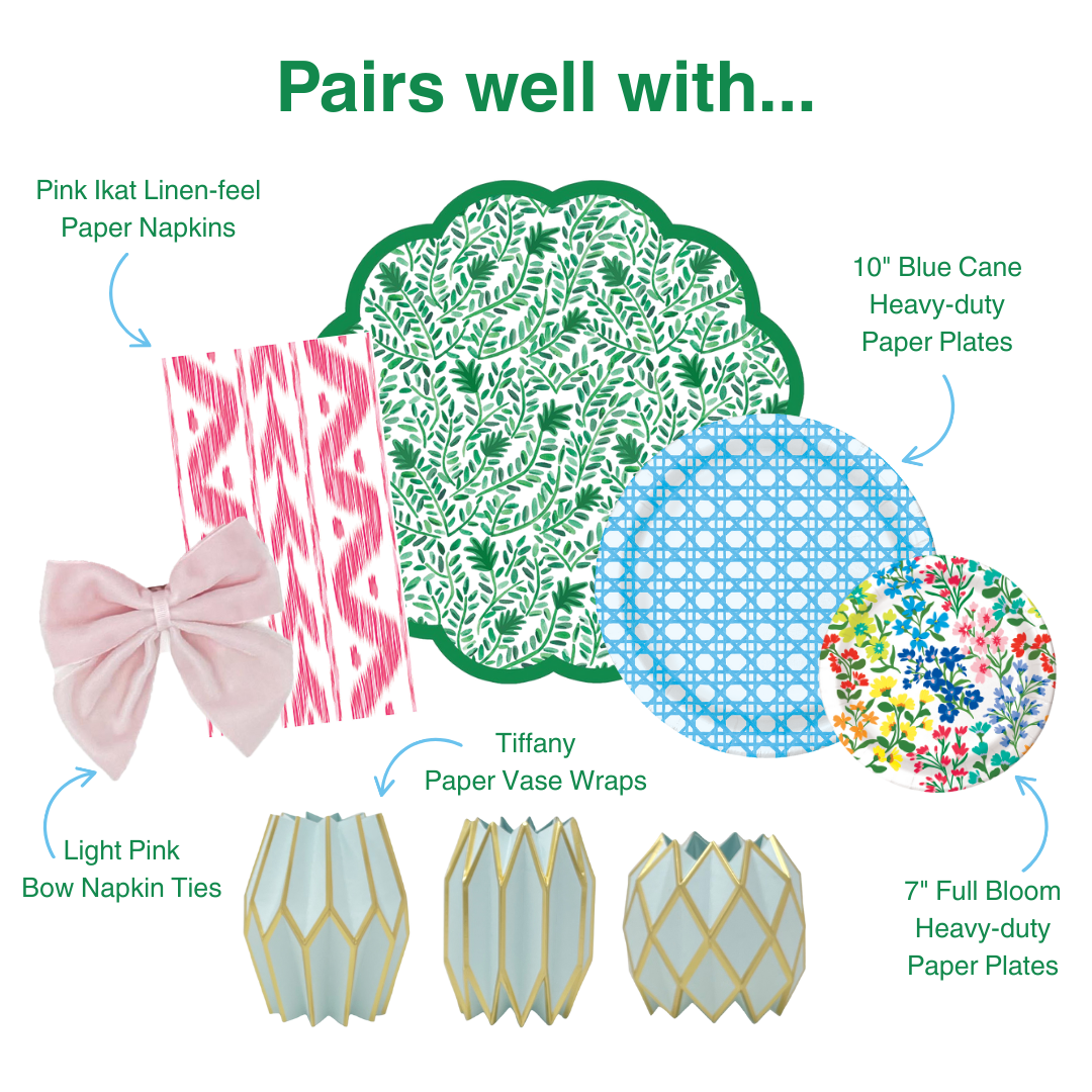 Lucy Grymes Designs - Wholesale Disposable Placemat - Green Vine Scalloped Paper Placemats | Set of 242