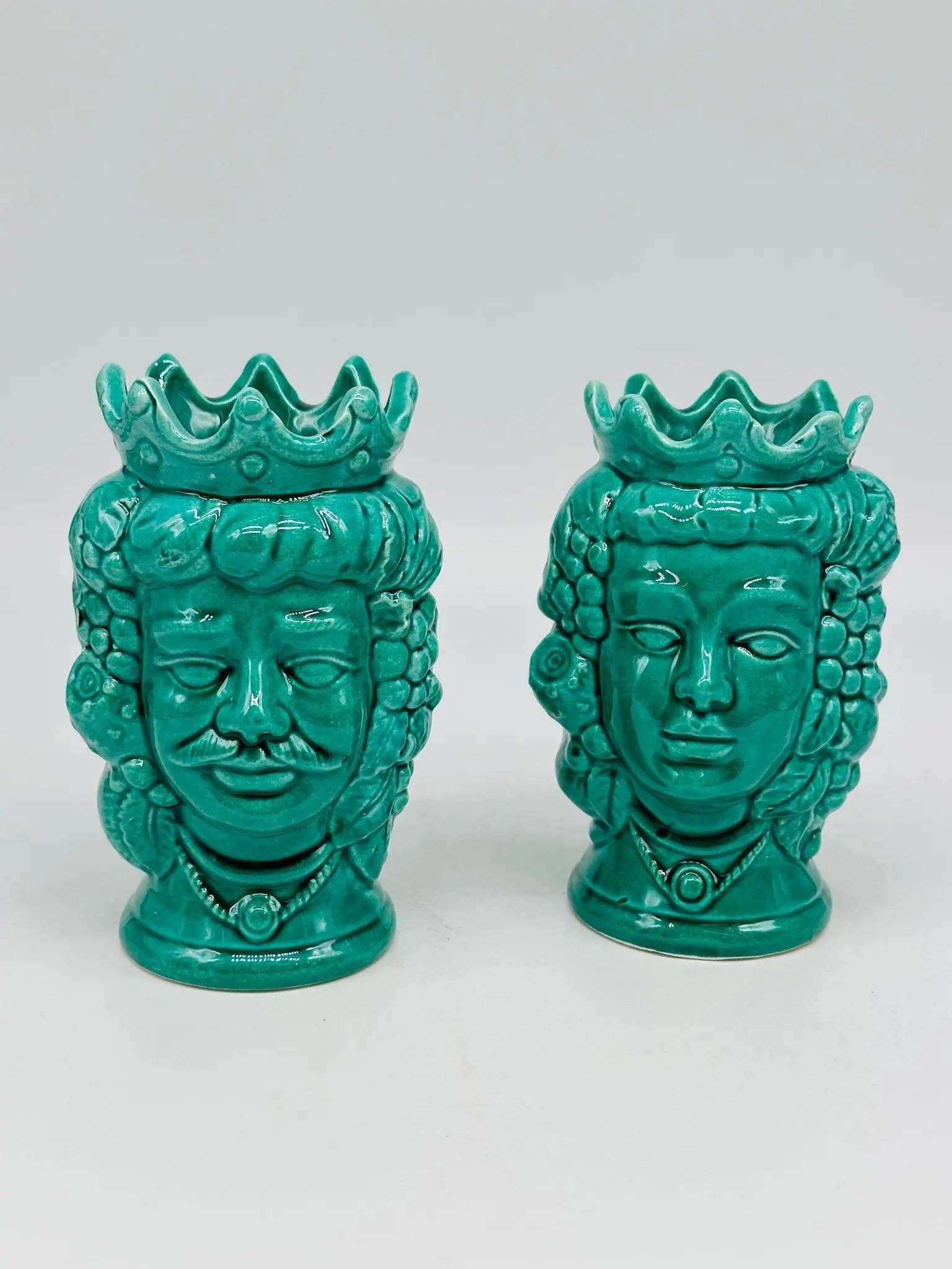 DD Ceramiche Siciliane - Wholesale Decorative Figurine - Pair of Moro Heads Kalat Frutta Ceramica Caltagirone cm H.14 L.9 Handcrafted VARIOUS COLORS0