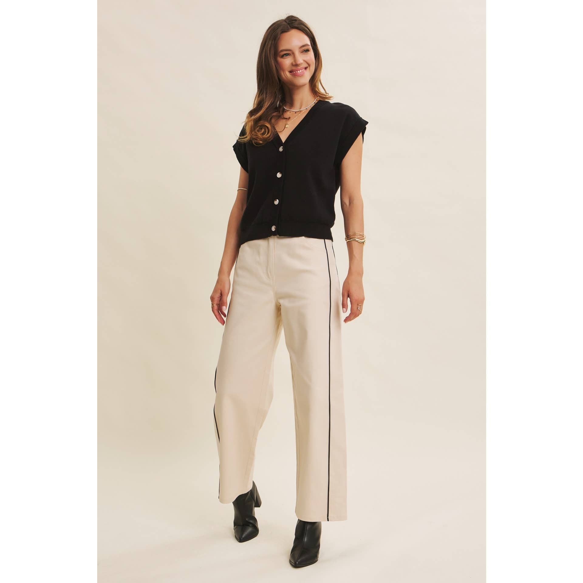 in february - Wholesale Pants - Women's - CLASSIC MEETS ELEVATED CAUSUAL PIPED TWILL BARREL-LEG PANTS37