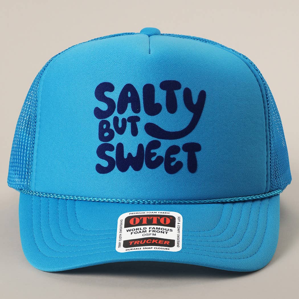 Fashion City - Wholesale Trucker Hat - Unisex - Salty But Sweet Text Logo Printed Mesh Back Trucker Hat40