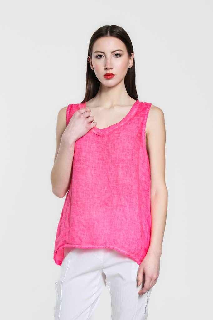 TINA Stephens Italy/Tees By Tina - Wholesale Tunic - Women's - Mona Linen Front/Cotton Back Tank (BT118)4