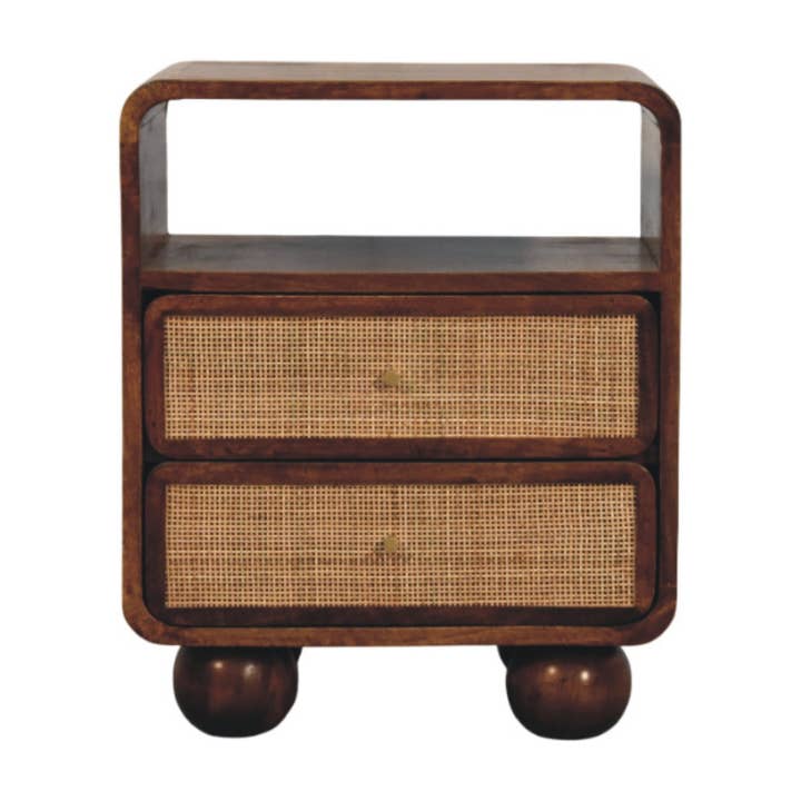 Table de chevet en bois massif Larissa 2 tiroirs, marron. pour la vente par Artisan Furniture