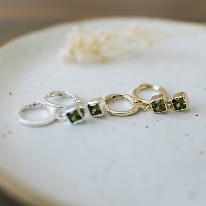 Prism Hoops-moss green for wholesale by Glee Jewelry