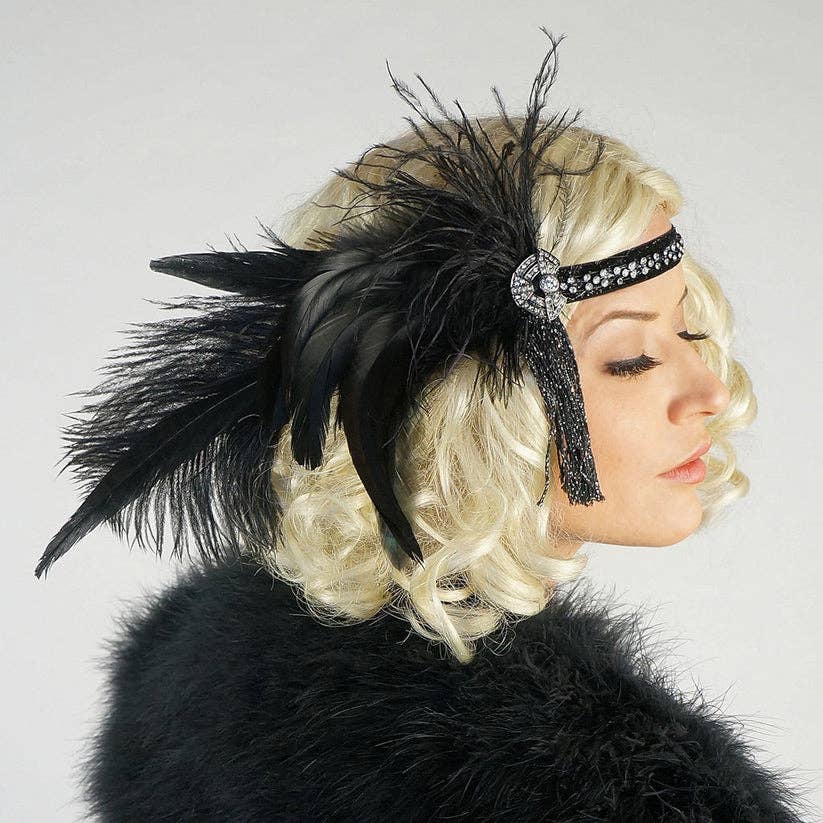 Zucker Feather Products - Wholesale Feathers - Art Deco Style Feather Headband - Black1