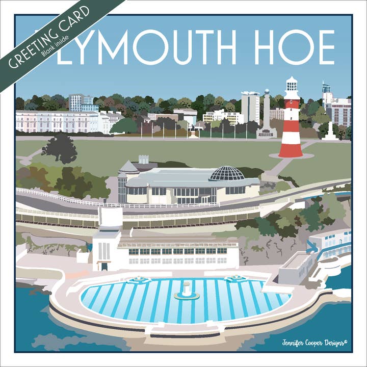 Tarjetas de felicitación de Plymouth Hoe | Cualquier ocasión | Estilo Art Decó para venta al por mayor de Jennifer Cooper Designs