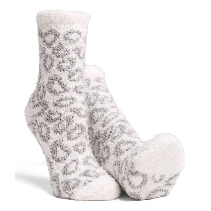 ASSORTED COLORS Leopard Mini Crew Fuzzy Winter Socks for wholesale on Faire