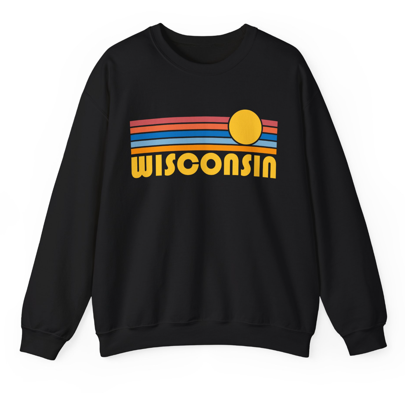 Hey Mountains - Wholesale Graphic Sweatshirt - Unisex - Wisconsin Sweatshirt, Retro Sunrise Unisex Wisconsin Sweater2