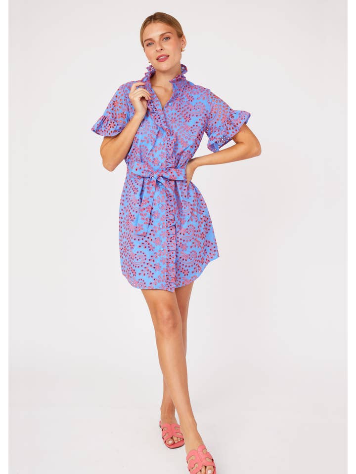 Katie Dress Blue and Pink Jasmine Eyelet for wholesale on Faire1