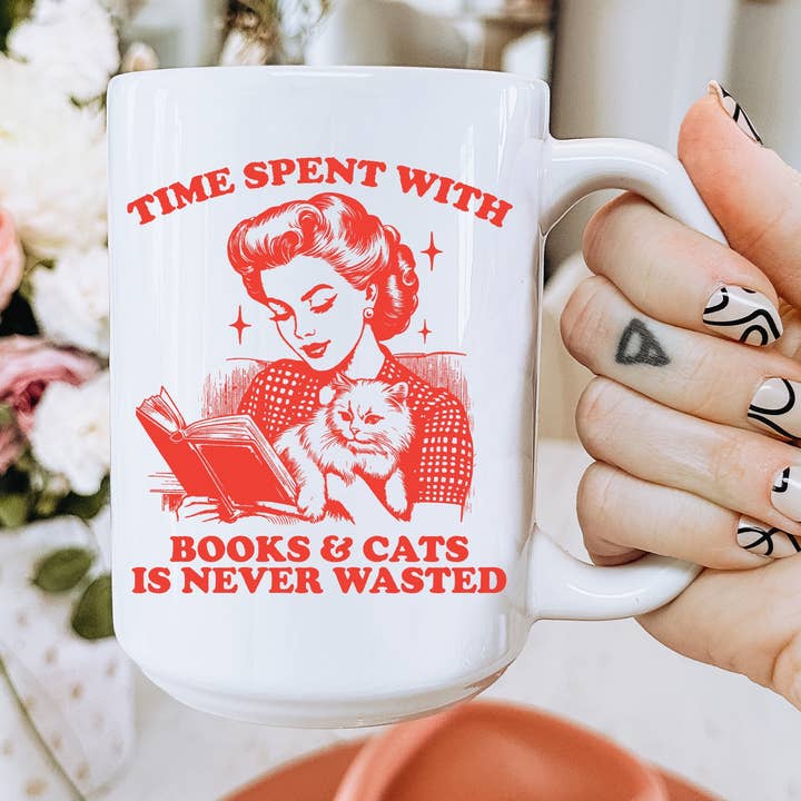 Ace the Pitmatian Co - Wholesale Coffee Mug - Books & Cats Coffee Mug0