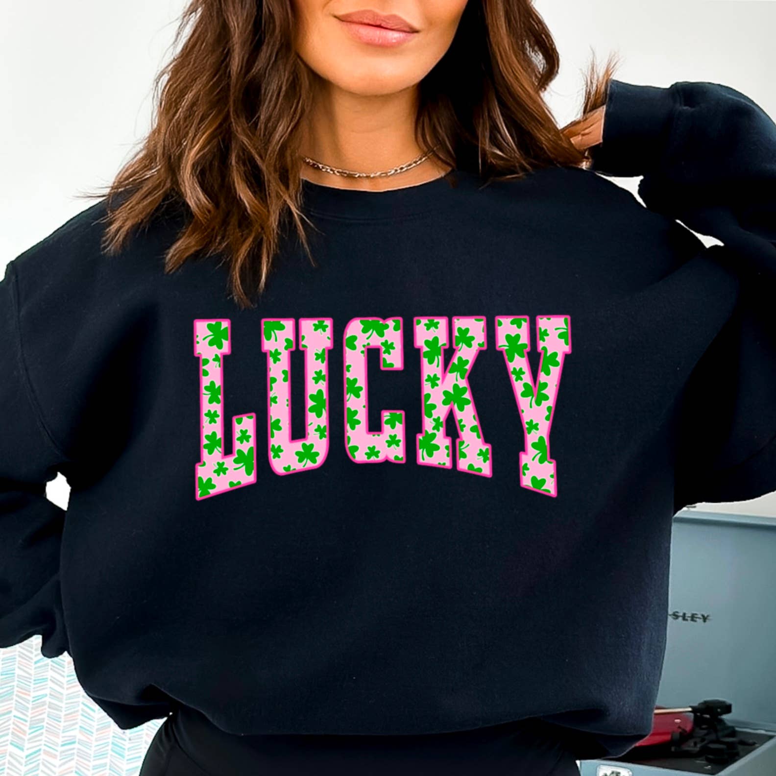 Shoppe SHC - Vente Sweat-shirt à imprimés – femme - Sweat-shirt graphique à col rond Lucky St. Patrick's Day13