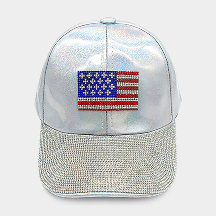 Bling American USA Flag Accented Baseball Cap for wholesale by Sensibling Corp.