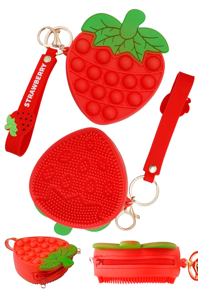 Cap Zone - Wholesale Coin Purse - Women's - Strawberry Bubble Pop Spiky Zipper Coin Purse Bag0