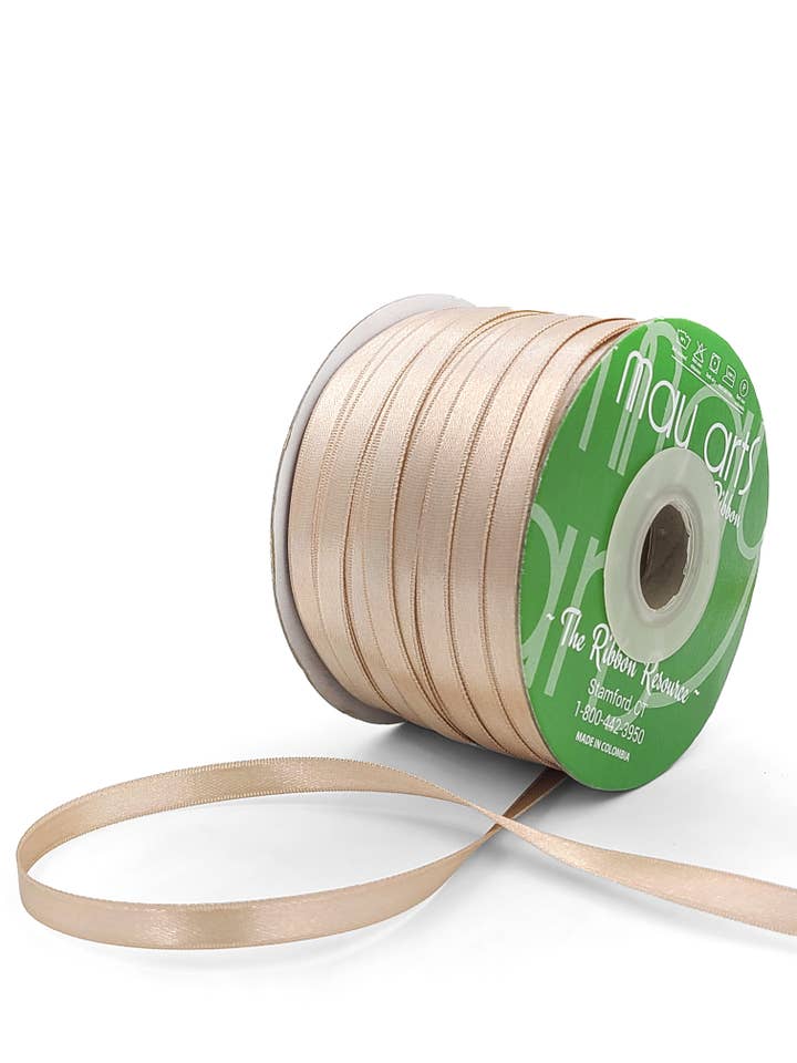 ~1/4"Luster Double Face Satin Ribbon, Nude Champagne for wholesale by May Arts Ribbon