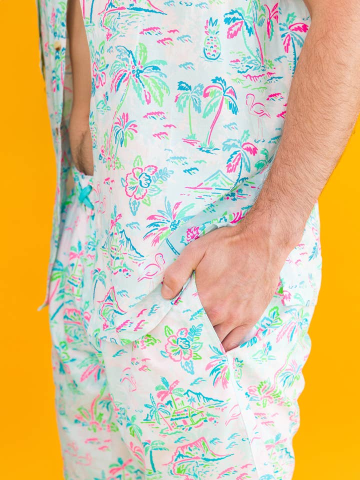 Blanco Bañador tropical de resort para hombre de venta al por mayor en Faire2