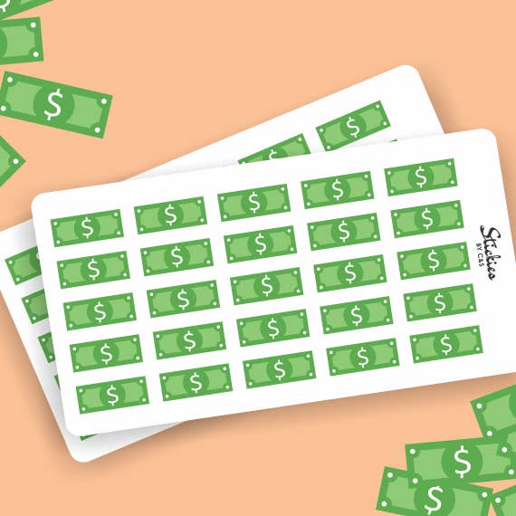 Autocollants vert Dollar Bill pour la vente par Stickies by C&S