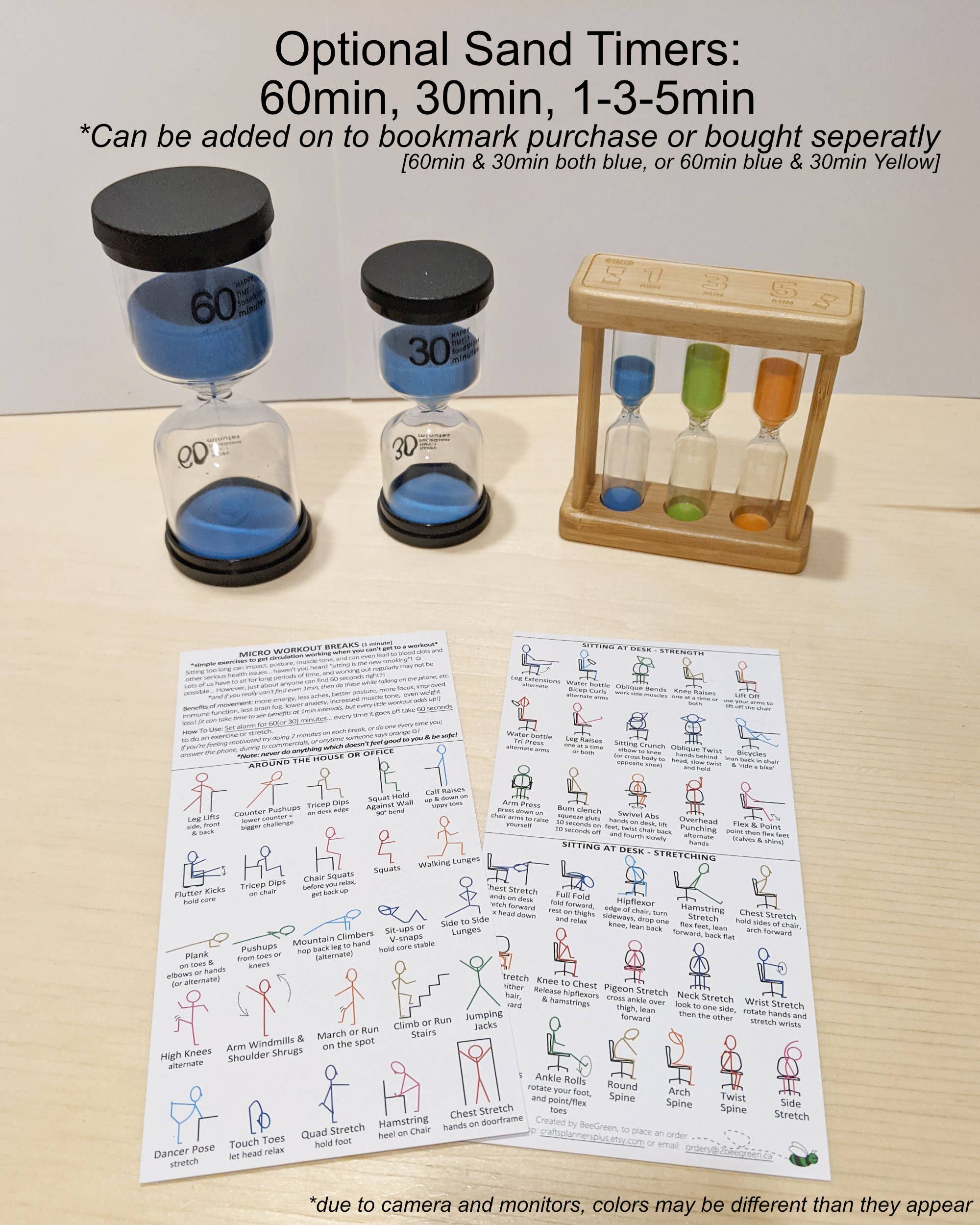 BeeGreen & CraftsPlannersPlus - Wholesale Bookmark - NEW~ Micro Workouts Bookmark - Keep Moving, 1minute workouts8