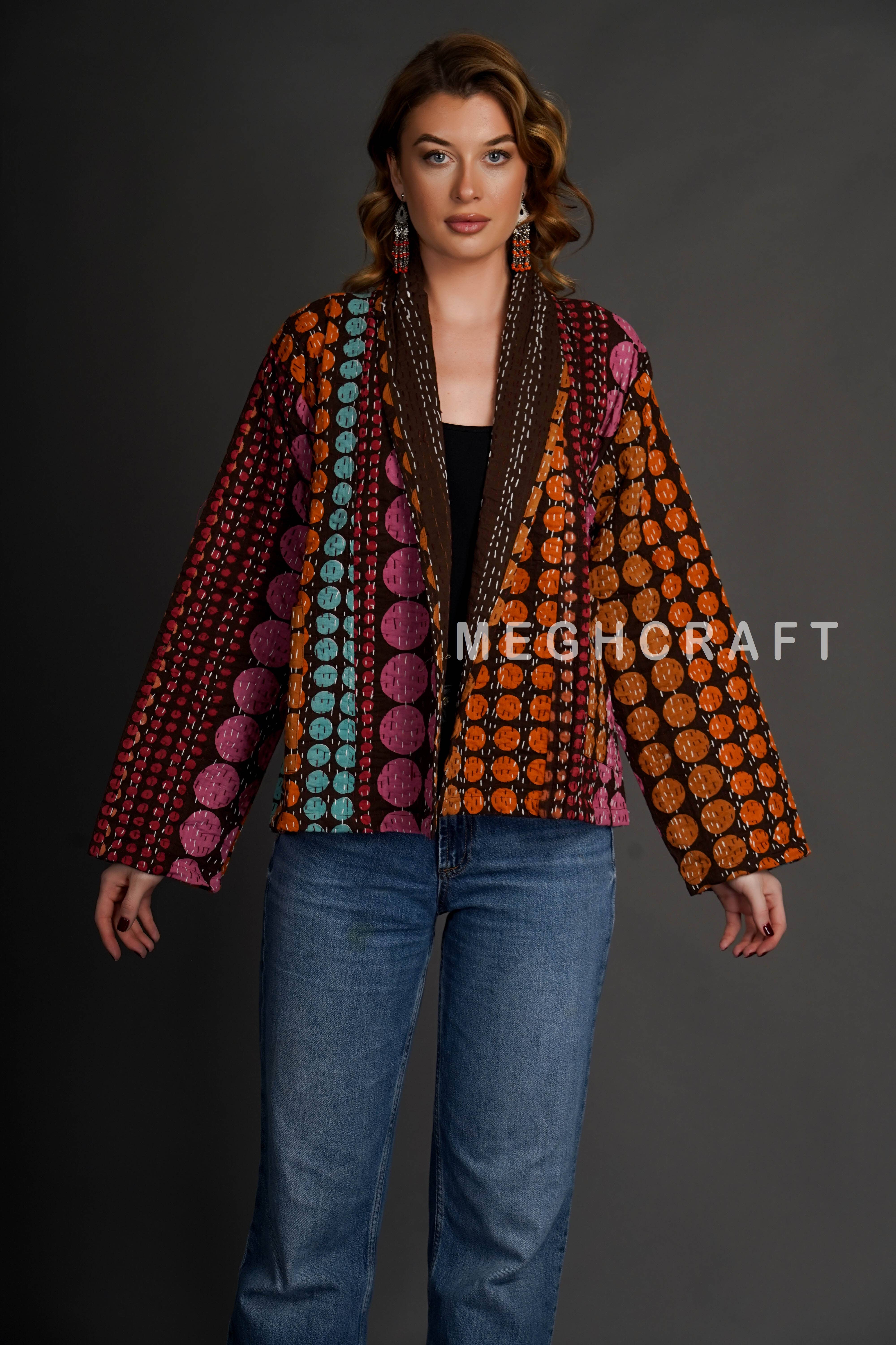Meghcraft - Venta al por mayor Chaqueta - Mujer - Chaqueta Reversible de Kantha para Mujer3