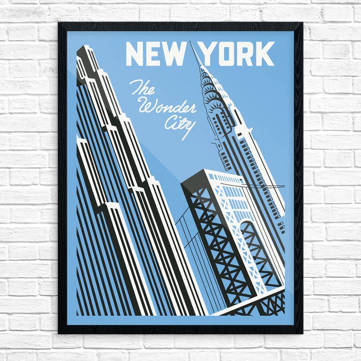 11" x 14" New York the Wonder City Skyscrapers Print voor wholesale door Fridgedoor