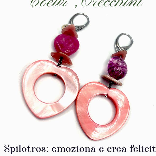Coeur « Nacre », Boucles d'oreilles en jade, pour la vente par spilotros
