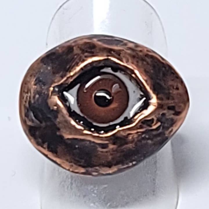 Copper Small Brown Eye Ring Size 7 for wholesale by The Wacky Wanderers