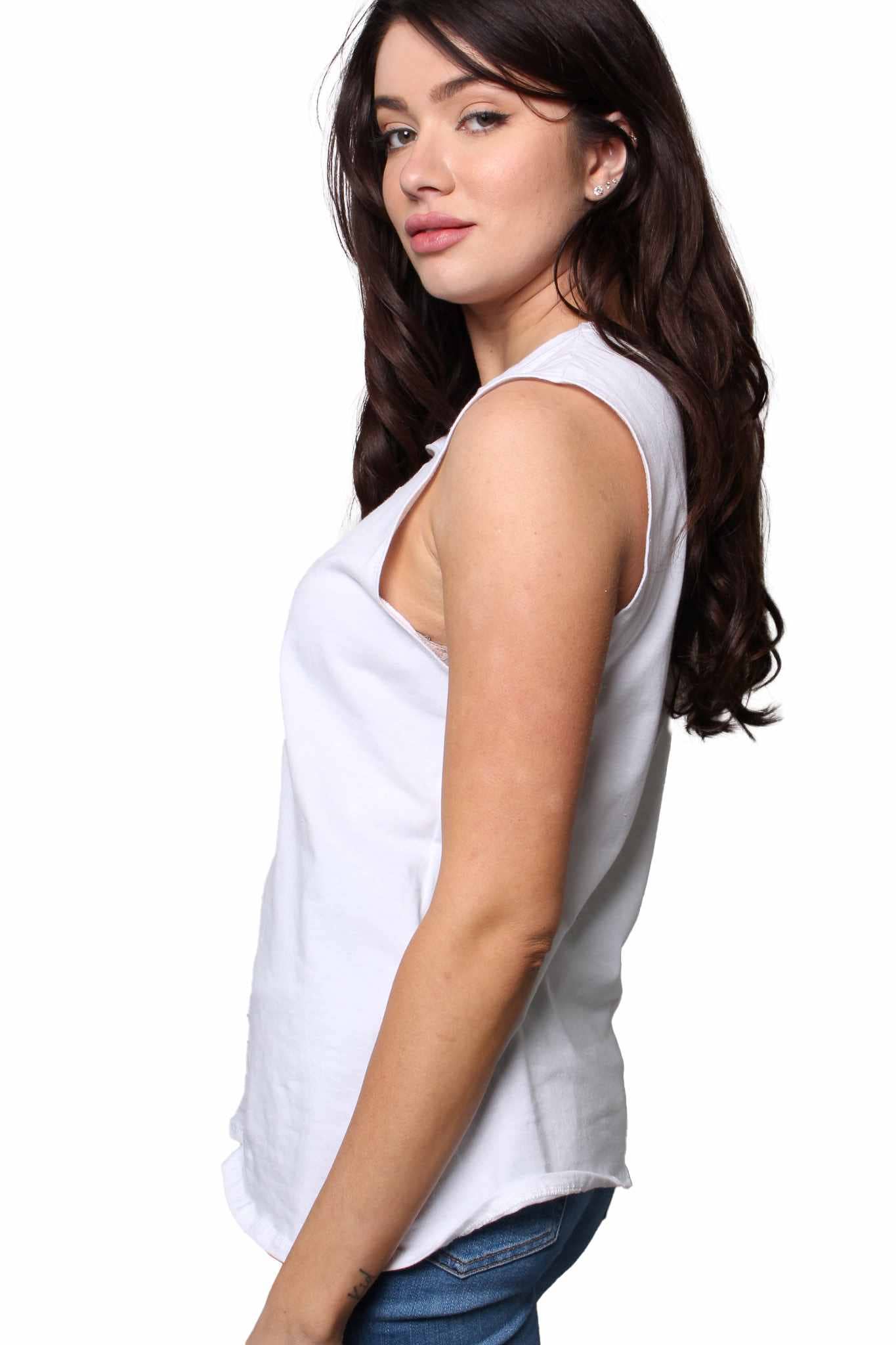 Good Stuff Apparel - Wholesale Knit Top - Women's - Women's Sleeveless Round Neck Cutout Top2