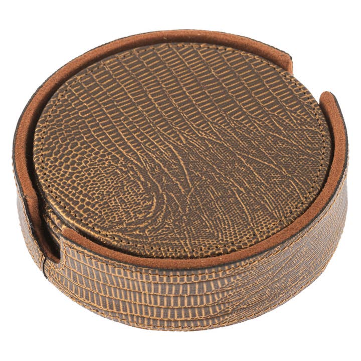 Faux Leather Coasters with Holder for wholesale by Karma