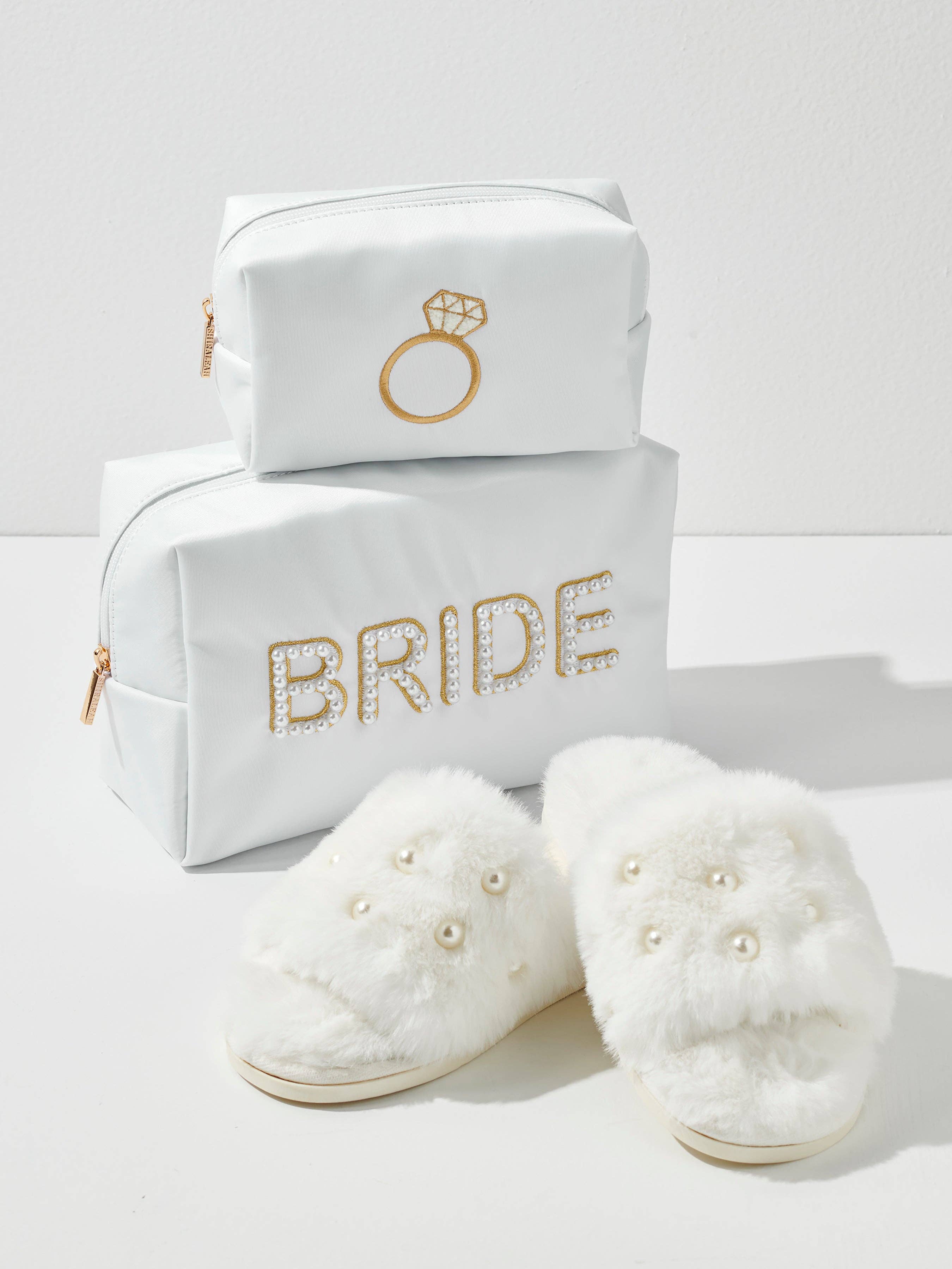 Shiraleah - Wholesale Pouch - Women's - PEARL "BRIDE" LARGE ZIP POUCH, WHITE2