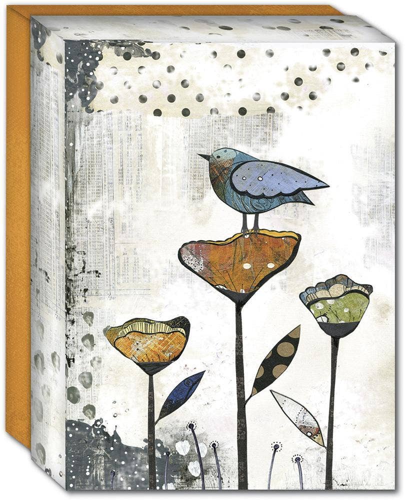 Crown Point Graphics - Wholesale Stationery/Notecard Set - Bird on Three Flowers - Boxed Note Cards Box of 151