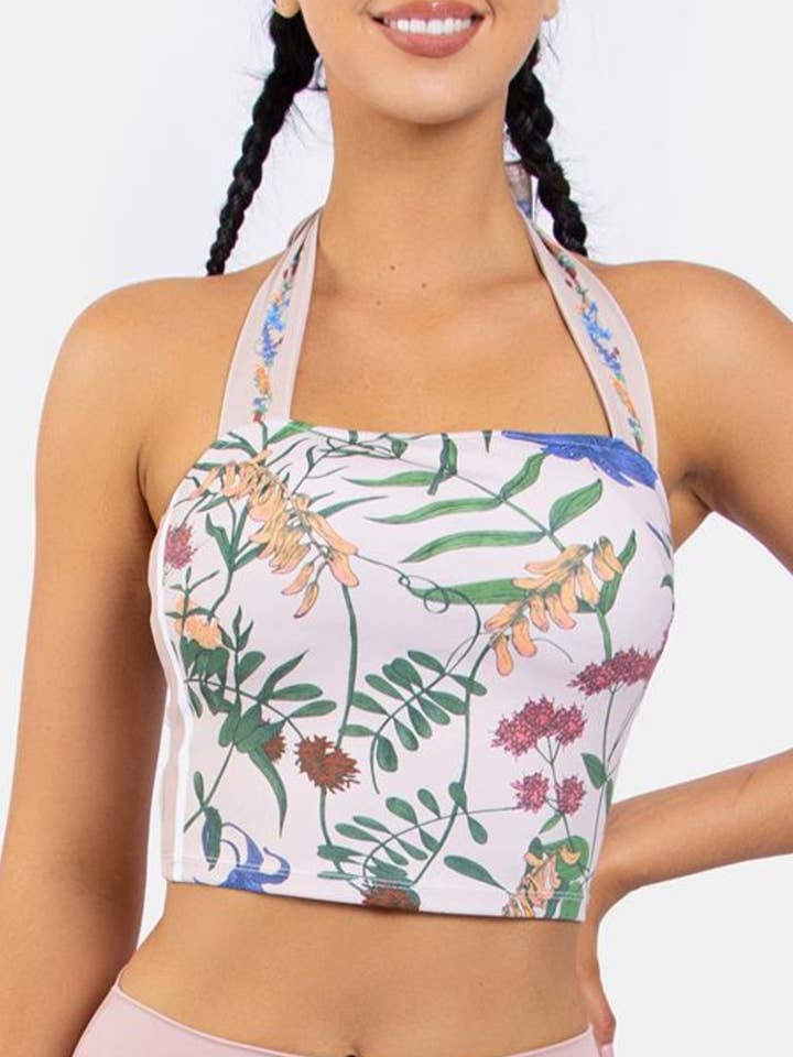 Active by Anna-Kaci - Wholesale Athletic Top - Women's - Tie Neck Floral Sports Top6