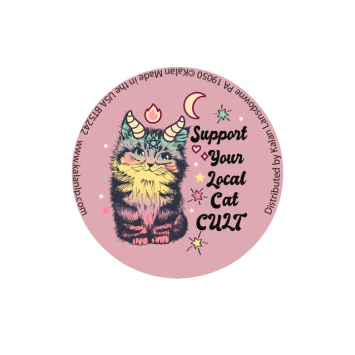 Support Your Local Cat Cult 1.25" Round Button for wholesale by Kalan