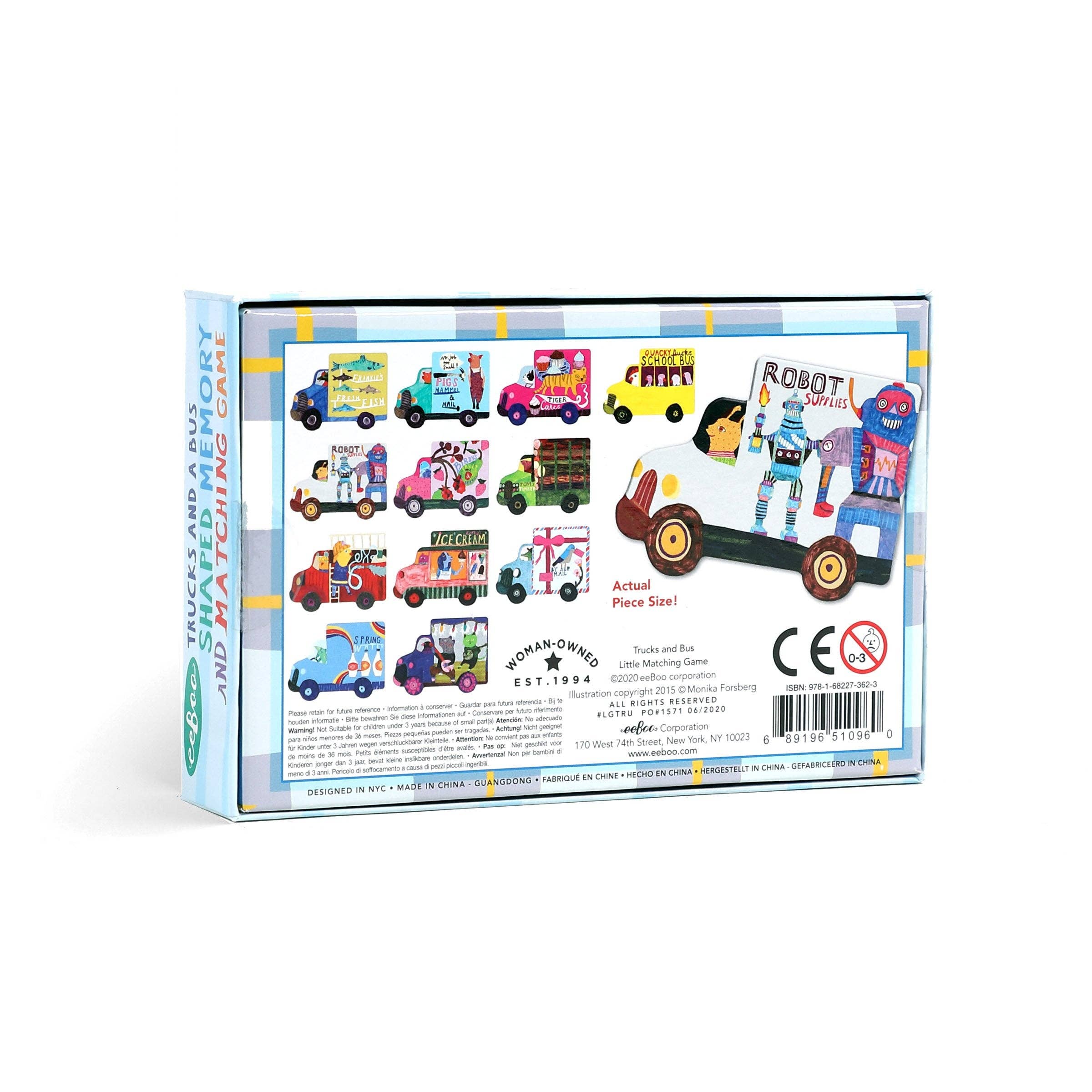 eeBoo - Wholesale Brain Game - Kids - Trucks & a Bus Little Memory & Matching Game1