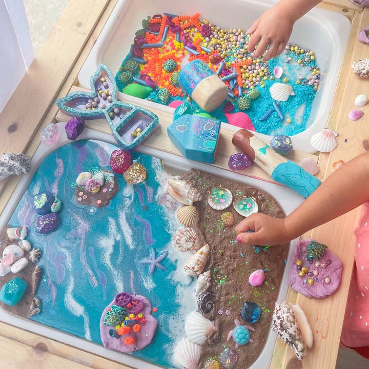 Love Teach Play - Wholesale Toy Set - Kids - Magical Mermaid Themed Resin Playscape Tray for Flisat Table